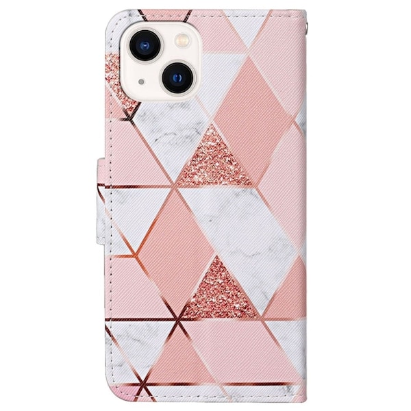 Wonderland iPhone 14 Läppäkotelo - Marble Pattern Pink