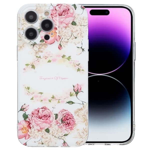 iPhone 16 Pro Max Fodral Mönsterutskrift Flexibelt telefonskydd Klar kant - Ros Rosa