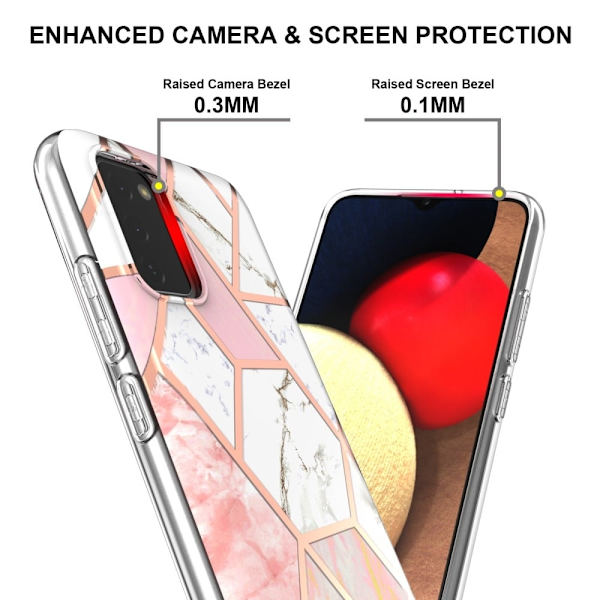 Marble Samsung Galaxy A02s Etui - Lyserød / Hvid White