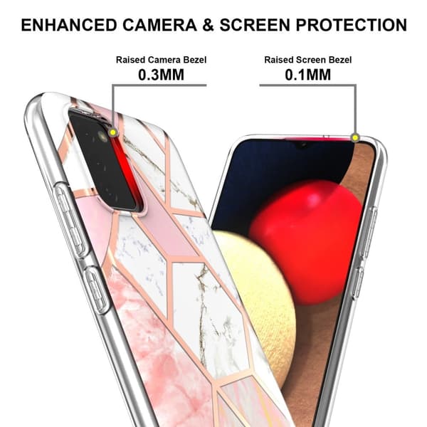 Marmormotiv Samsung Galaxy A02s skal - Rosa / Vit Vit