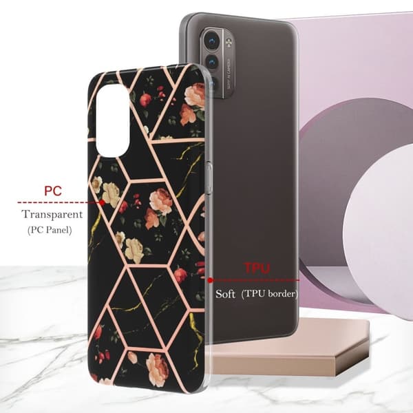 Marble design Nokia G11 / Nokia G21 cover - Sorte Blomster Black