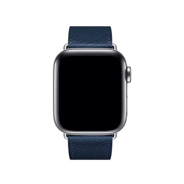 Apple Watch Series 5 40mm kryds tekstur ægte læder Urrem - Mørkeblå Blue