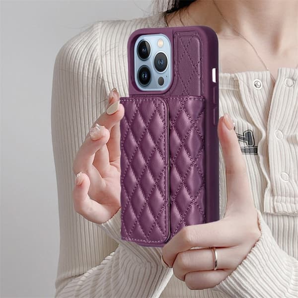 Funksjonelt rombe lommebokdeksel for iPhone 13 Pro - Lilla Purple