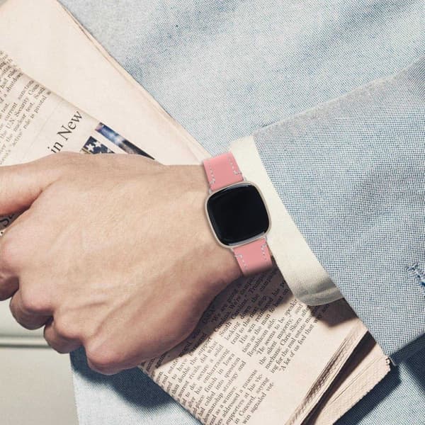 Fitbit Sense / Versa 3 aito nahkakellon hihna - Pinkki Pink
