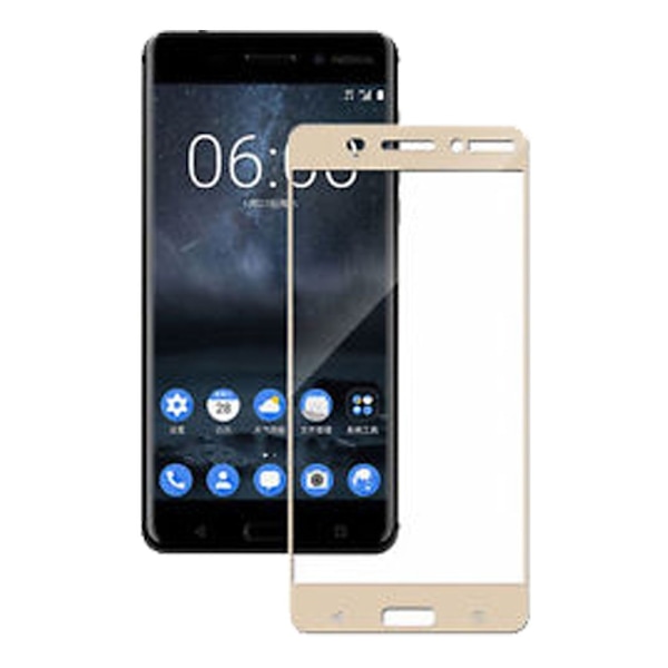 Nokia 6 Screen Cover in Hardened Glass (Full Coverage) (Gold) Guld