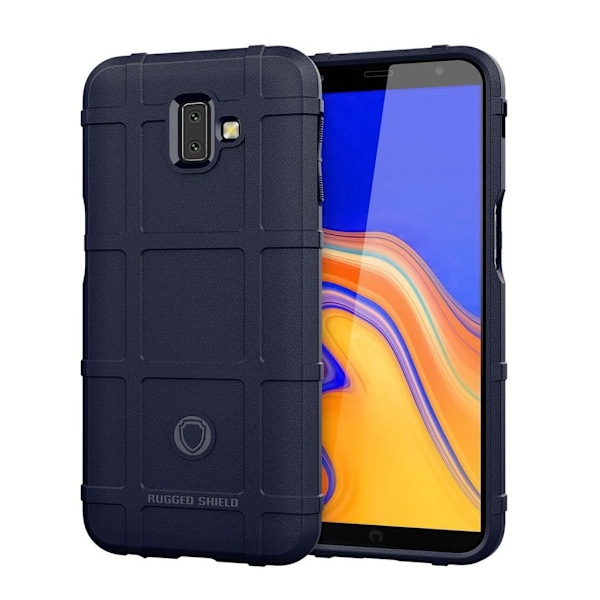 Samsung Galaxy J6 Plus (2018) mjukt fodral med rutnätsstruktur - Mörkblå Blå