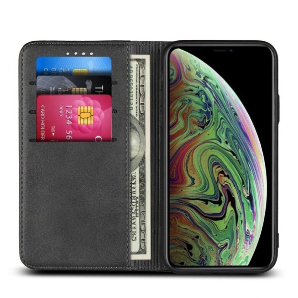 iPhone XS auto-absorberende flip etui i læder - Sort Black