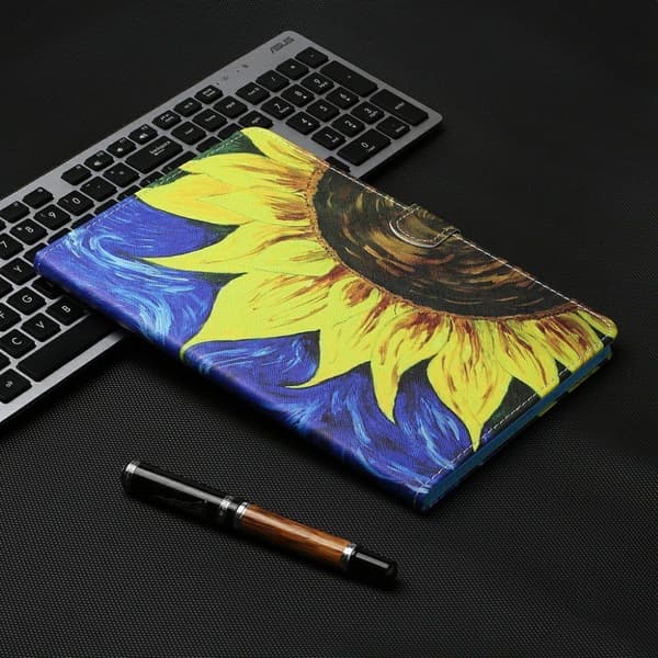 Samsung Galaxy Tab S7 trykning læder flip etui - Sunflower Yellow