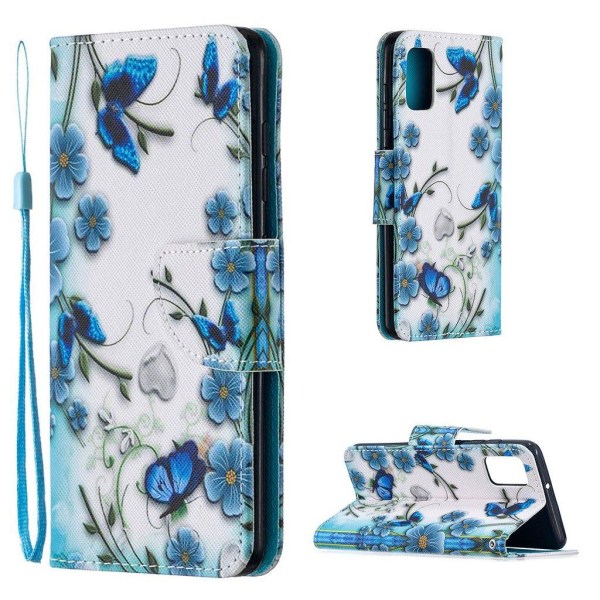 Wonderland Samsung Galaxy A72 5G Flip etui - Blå sommerfugl og blomst Blue