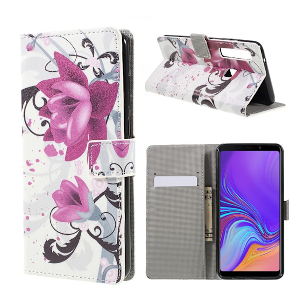 Samsung Galaxy A9 (2018) mönstrat flipfodral i läder - Kapokblommor Lila