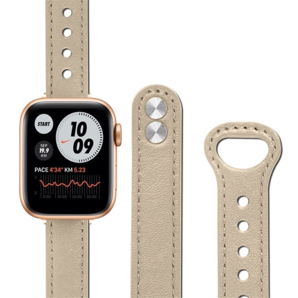 Apple Watch Series 8 (41mm) urrem i ægte okselæder - Mælkete Brun Beige