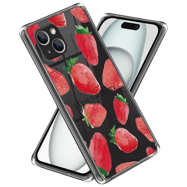 Deco iPhone 15 Plus skal - Jordgubbe Rosa