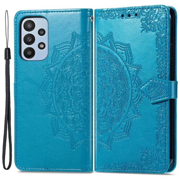 Mandala Samsung Galaxy A23 etui i lær - Blå Blue