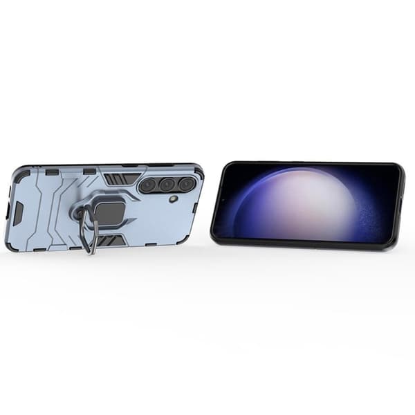 Hybrid Samsung Galaxy S24 cover med støttefod og bilmontering - Blå Blue