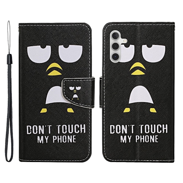 Wonderland Samsung Galaxy A54 Läppäkotelo - Penguin Black