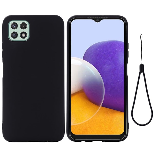 Matt Samsung Galaxy A22 5G skal av flytande silikon - Svart Svart