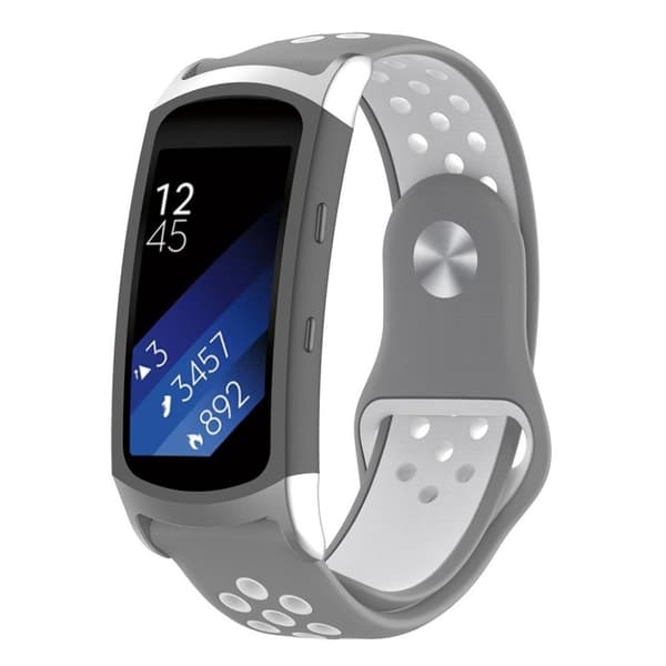 Samsung Gear Fit2 Pro to farvet blød silikone urrem - Grå / Hvid Multicolor