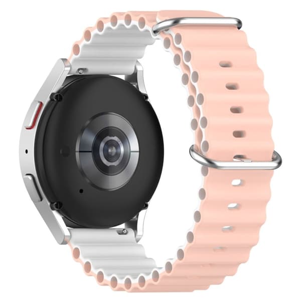 22 mm universellt dubbelfärgat klockarmband i silikon - Rosa / Vit Rosa