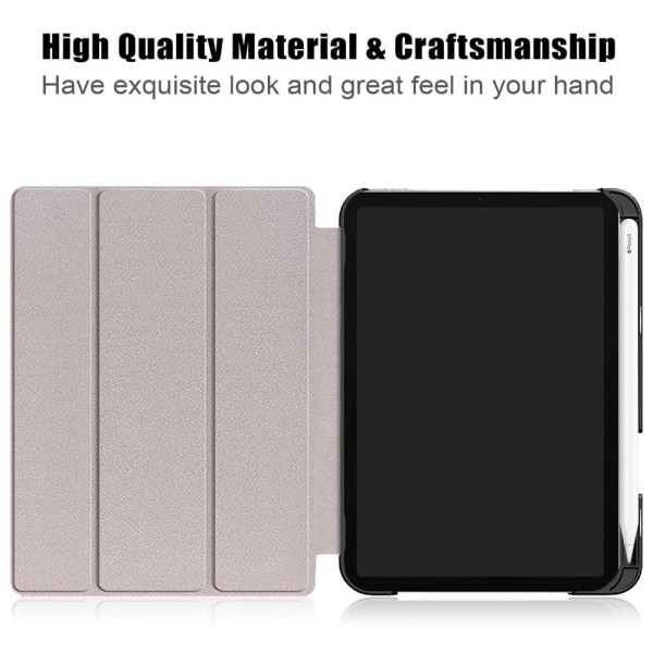 iPad Mini 6 (2021) slim tri-fold PU leather flip case with pen s Röd
