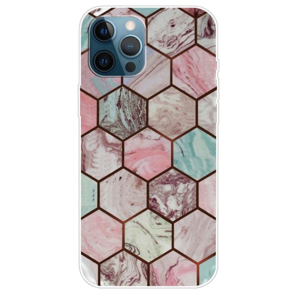 Marble design iPhone 14 Pro cover - Bikageformet Marmormønster Multicolor