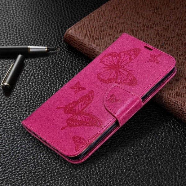 Butterfly läder Xiaomi Redmi Note 8T fodral - Rosa Rosa