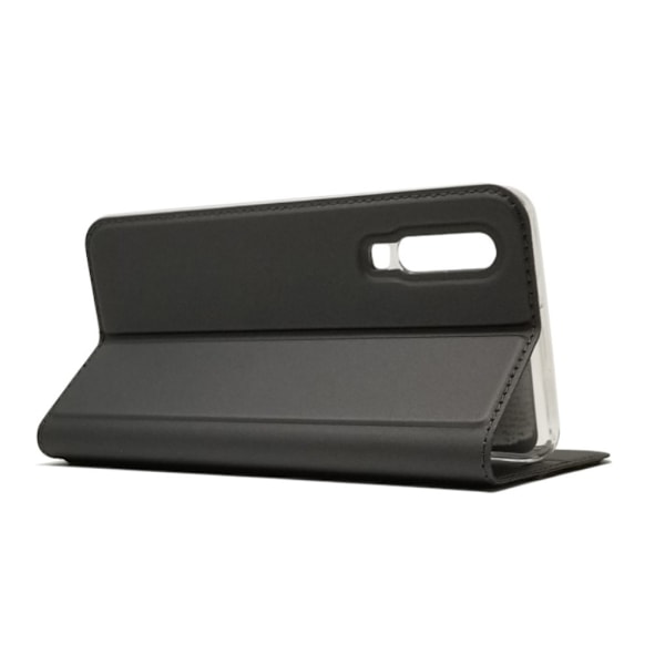 Huawei P30 auto-absorberet læder flip etui - Sort Black