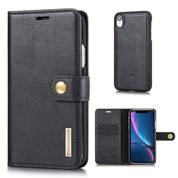 DG.MING iPhone Xr 2-i-1 pungetui - Sort Black
