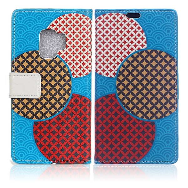 Samsung Galaxy S9 mønstret PU læder flip etui - Tre Cirkler Multicolor