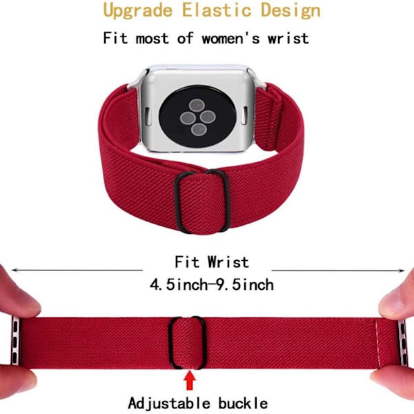 Apple Watch 40 mm elastisk urrem med mønster - Rød Red