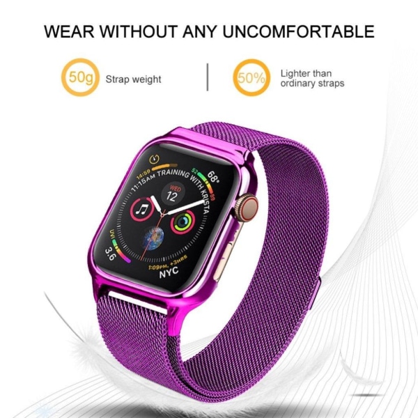 Apple Watch Series 4 40mm milanese ruostumattomasta teräksestä valmistettu ranneke - Tumma Violetti Purple