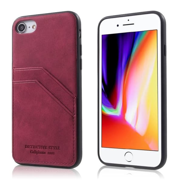 iPhone 7 / 8 læderetui i retrostil - Vinrød Red