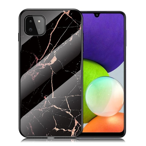Fantasy Marmor Samsung Galaxy A22 5G skal - Guld Svart Marmor Svart