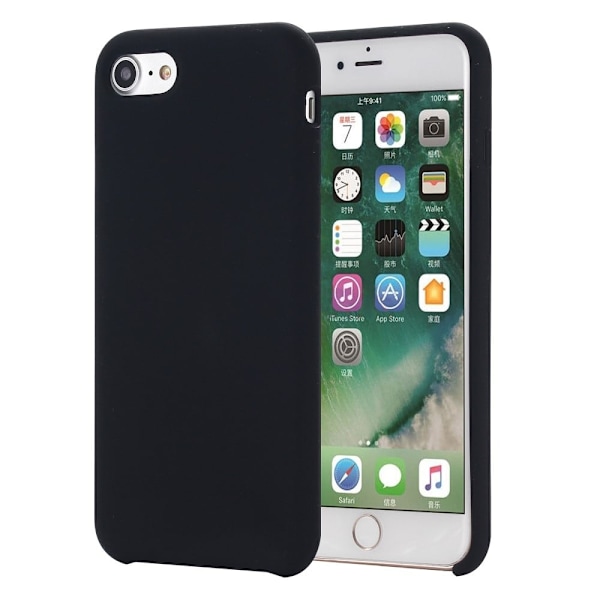 Edge Wrapped Liquid Silicone Phone Protection Case Cellphone Shell til iPhone 7/8/SE (2020)/SE (2022) - Sort Black