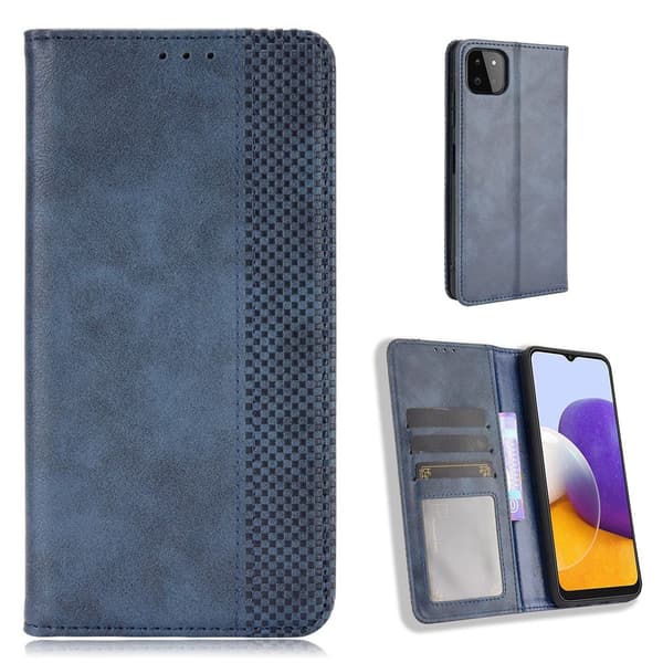 Bofink Vintage Samsung Galaxy A22 5G Lær Etui - Blå Blue
