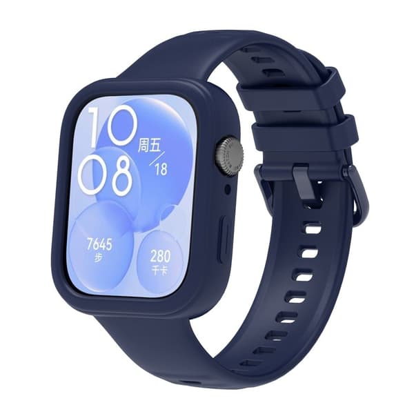 Huawei Watch Fit 3 Silicone Case Hollow Shockproof Watch Protective Frame - Navy Blue Blå