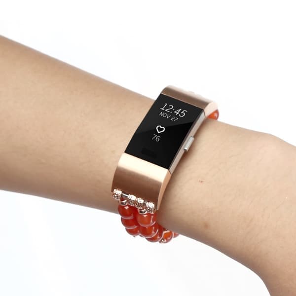 Fitbit Charge 2 kaksirivinen akaatti tyylikäs ranneke - Oranssi Orange