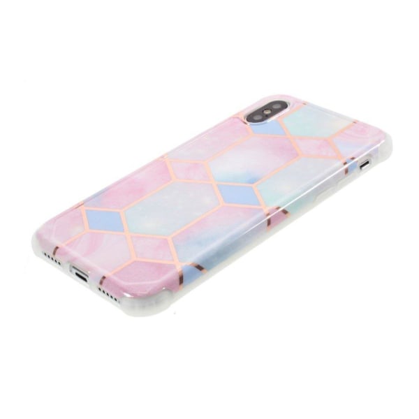 Marble iPhone Xs Max case - Hexagonal Pink and Cyan Marble Pink