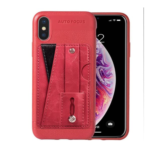 iPhone Xs läderfodral i litchi-skinn - Röd Röd