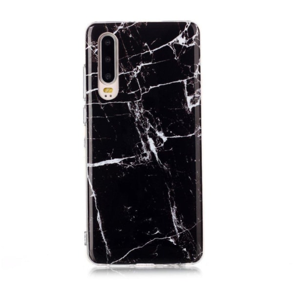 Marble Huawei P30 kuoret - Musta marmori Black