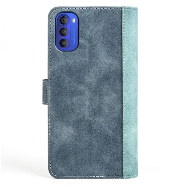 Kaksivärinen nahkainen läppäkotelo Motorola Moto G31 - Sininen Blue
