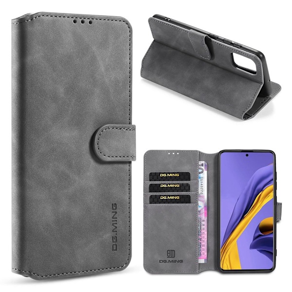 DG.MING Samsung Galaxy A51 Retro Veske - Grå Silver grey