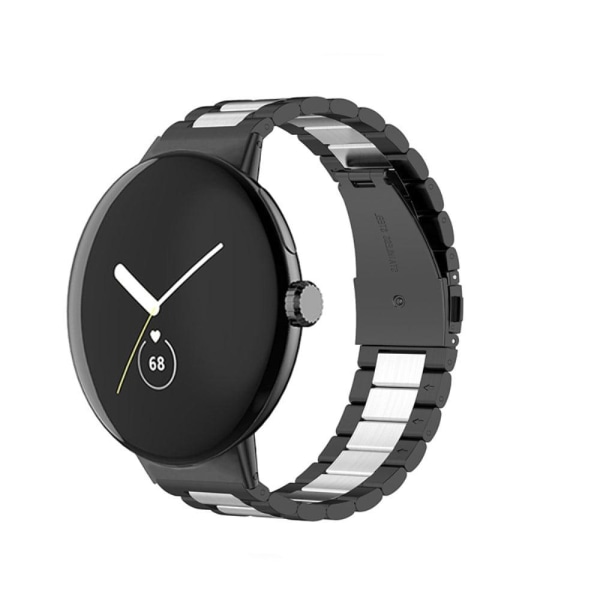 Google Pixel Watch urrem i rustfrit stål - Sort / Sølv / Sort Silver grey