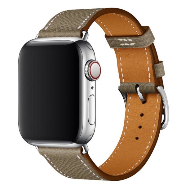 Apple Watch Series 5 44mm kryds tekstur ægte læder Urrem - Grå Silver grey