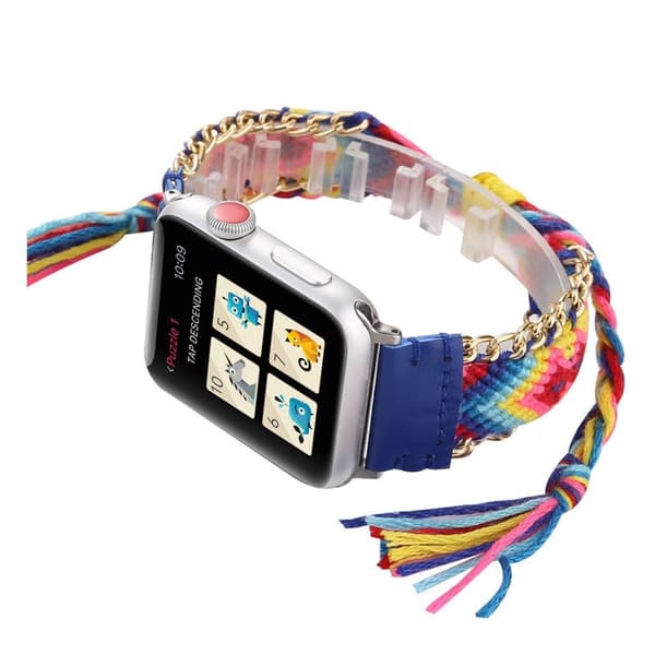 Apple Watch Series 4 44mm moderigtig vævet Urrem - Blå Blue