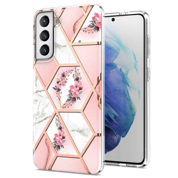 Marmormotiv Samsung Galaxy S21 Plus 5G skal - Rosa Marmor / Blom multifärg