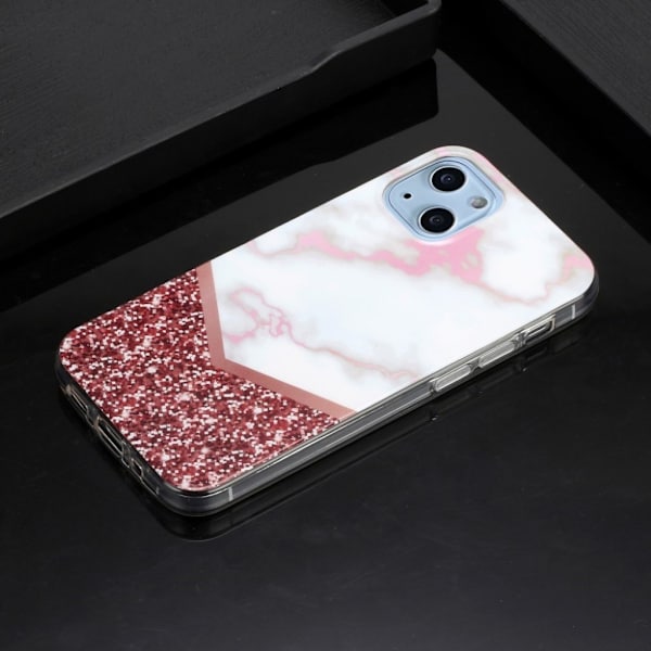Marble design iPhone 13 cover - Glitter Pailletter Splejsning Multicolor