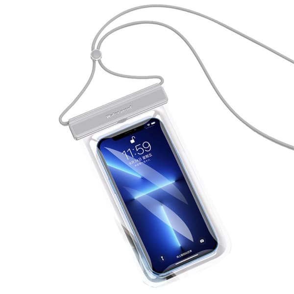 Universal IPX8 30m vattentät telefonväska med nyckelband - Silver Silvergrå