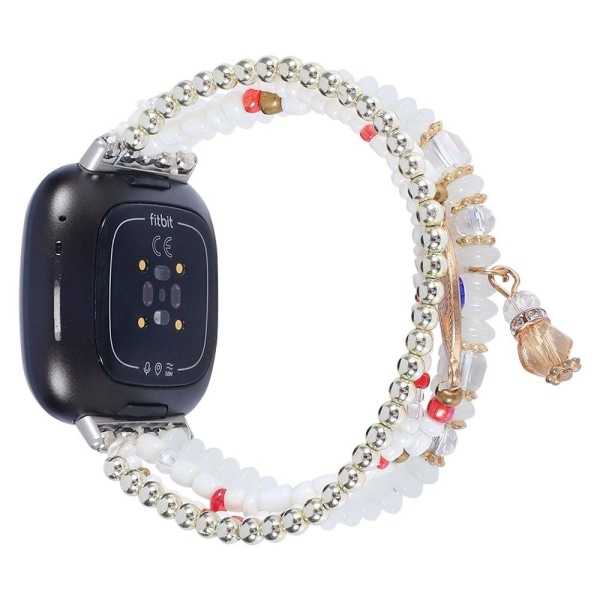 Fitbit Sense 2 / Versa 4 decorated faux pearl watch strap - Whit Vit