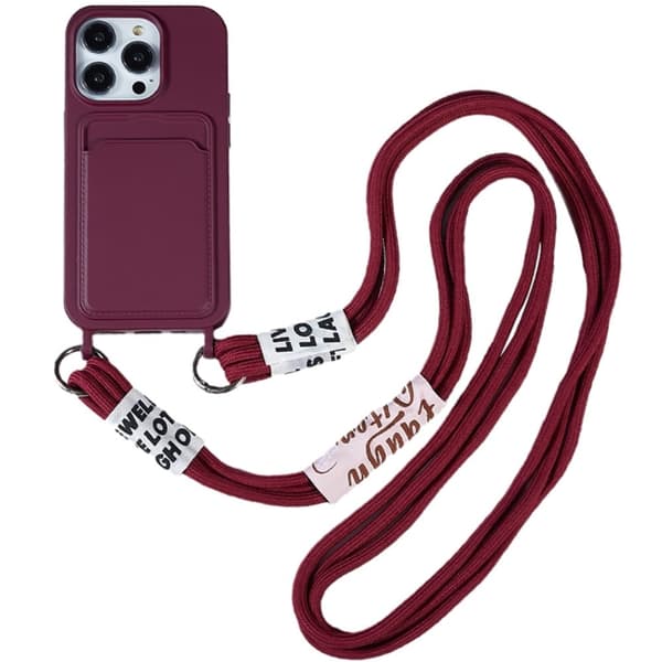 Kortholder cover til iPhone 15 Pro - Rødvin Red