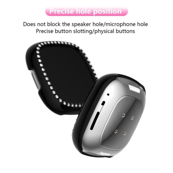 Fitbit Sense / Versa 3 elegant ram med strassdekor - Svart Svart